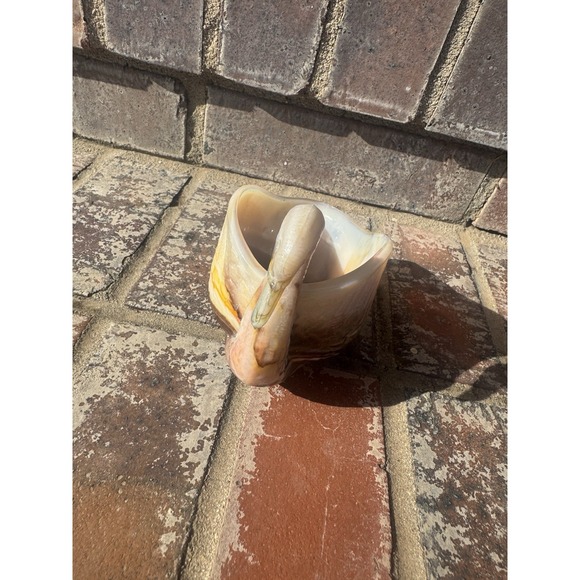 Vintage L.E. Smith Glass Caramel Slag Glass Swan Shaped Open Dish - Picture 2 of 5